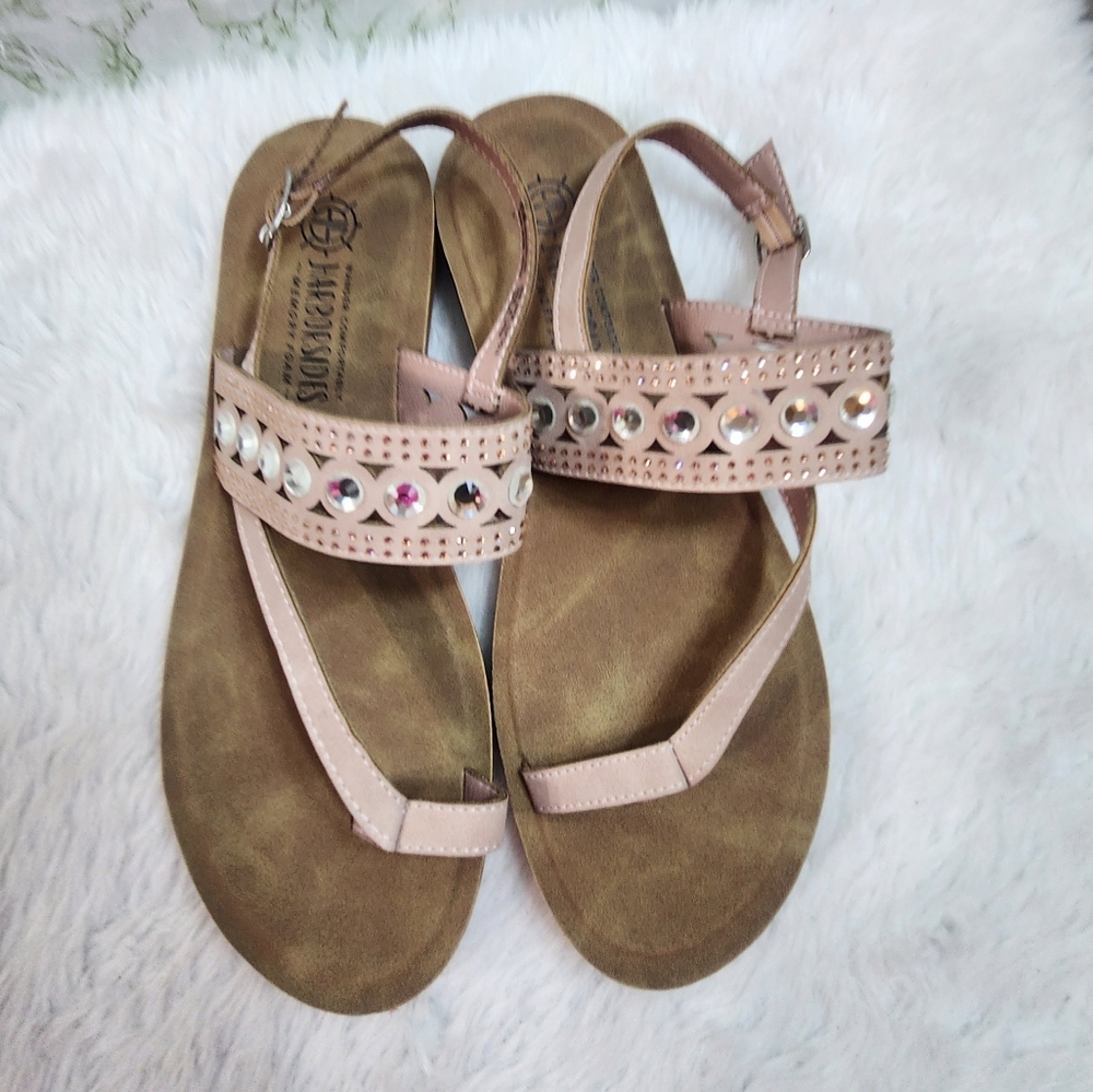 HARBORSIDES Rhinestone Accent Memory Foam Sandals